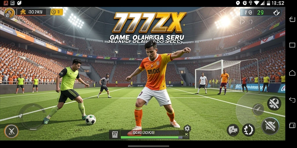 Tampilan gameplay olahraga yang mengasyikkan dan penuh aksi.