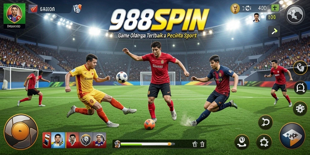 Screenshot 988SPIN menunjukkan aksi mendebarkan dalam pertandingan olahraga.
