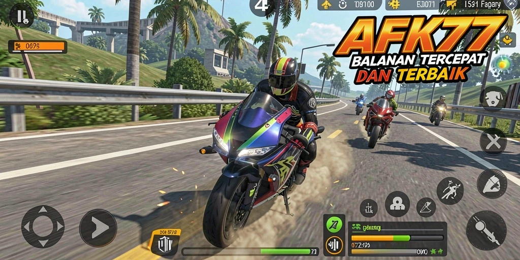 Tampilan menarik dari gameplay balapan motor yang seru.