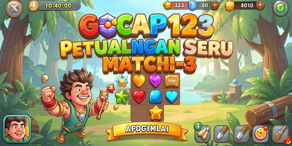Tangkapan layar GOCAP123 menunjukkan gameplay Match-3 yang seru.