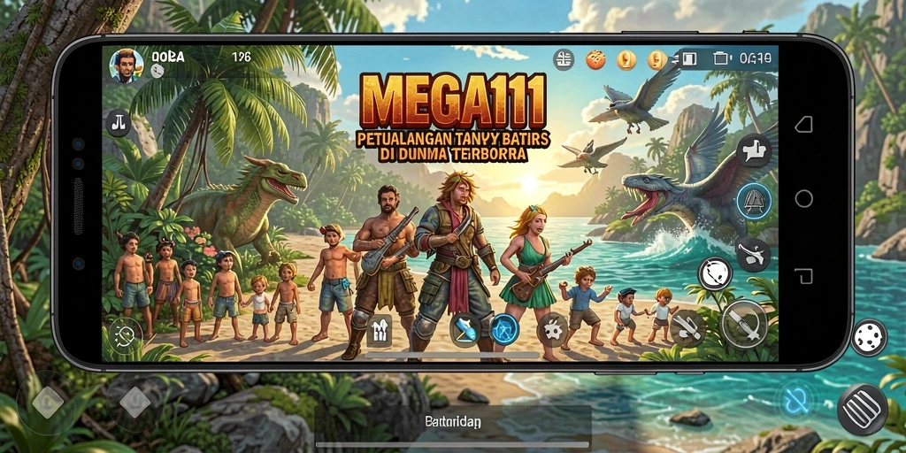 Screenshot menunjukkan petualangan seru dalam dunia terbuka MEGA111.